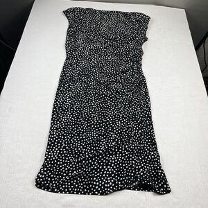 Lauren Ralph Lauren V-Neck Pencil Dress Black White Short Sleeve Stretch Size 12